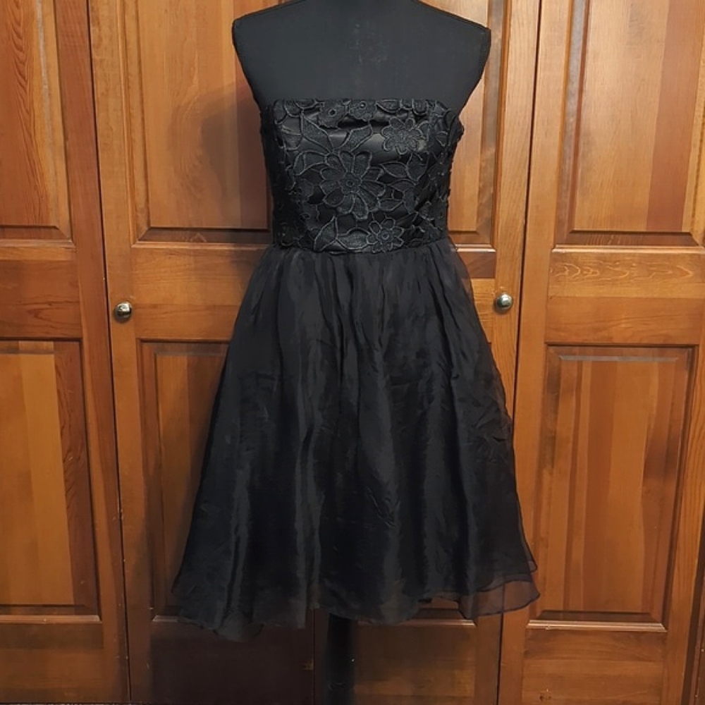 Cocktail dress with floral overlay